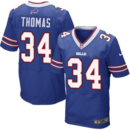 Men's Elite Thurman Thomas Nike Jersey Royal Blue Home - #34 NFL Buffalo Bills
